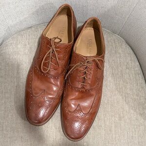 Cole Haan Men’s Brown Leather Wingtip Oxford Size 12 Classic Brogue Dress Shoes
